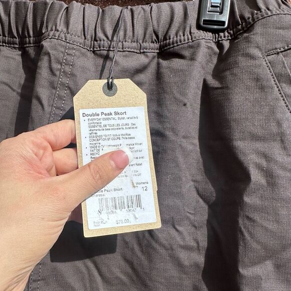 Prana $75 Double Peak Mini Skort Charcoal size 12 NEW - Picture 5 of 6